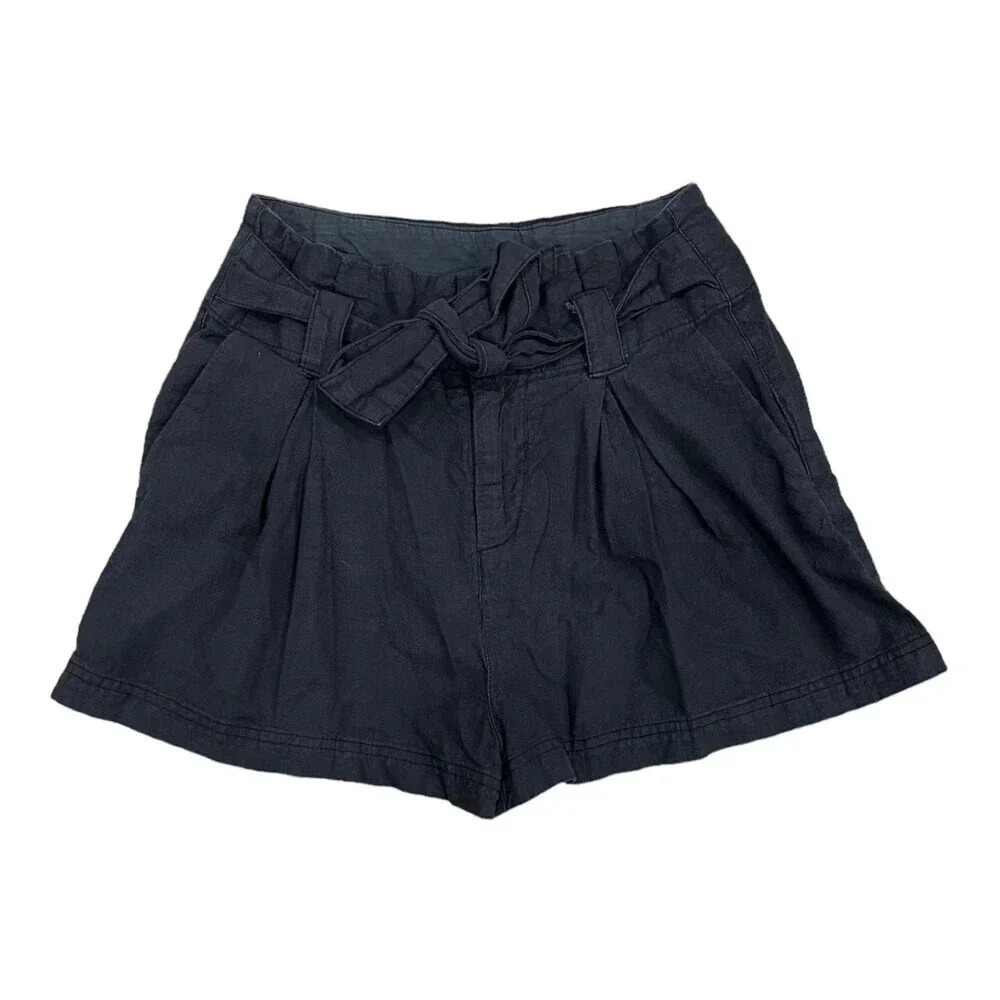 Free People Black Belted Cotton Shorts 2